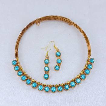Free size brass firozi stone stud hasli 1