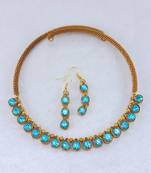 Free size brass firozi stone stud hasli