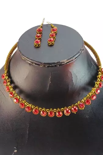 Free size brass pink stone stud hasli