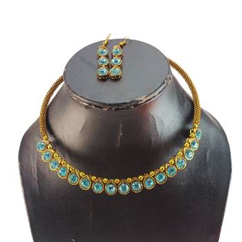 Free size brass firozi stone stud hasli 3
