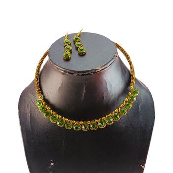 Free size brass mehndi stone stud hasli 3