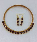 Free size brass baingani stone stud hasli