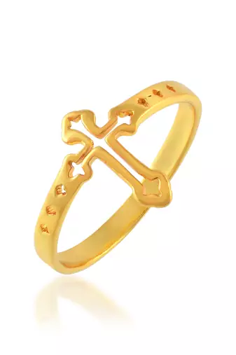 Brass gold plated christian cross earrings and finger ring combo spiritual jewellery set for men women