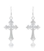 Brass silver plated christian spiritual crucifix cross dangler earrings for men women