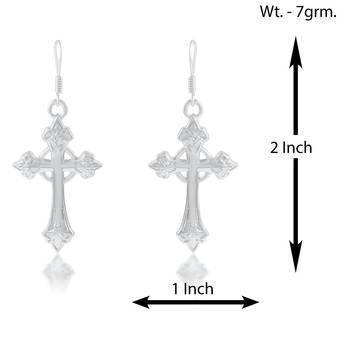 Brass silver plated christian spiritual crucifix cross dangler earrings for men women 4
