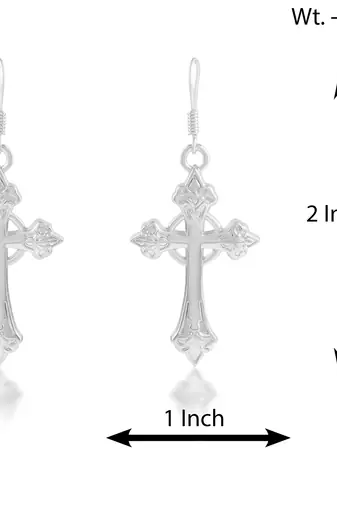 Brass silver plated christian spiritual crucifix cross dangler earrings for men women