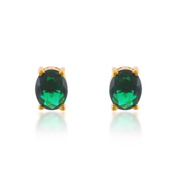 Brass gold plated imitation emerald stud earrings for women girls 1