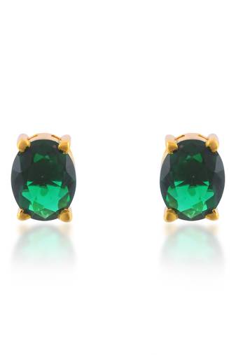Brass gold plated imitation emerald stud earrings for women girls