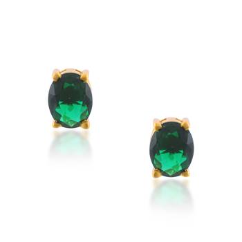 Brass gold plated imitation emerald stud earrings for women girls 2