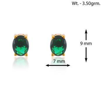 Brass gold plated imitation emerald stud earrings for women girls 4