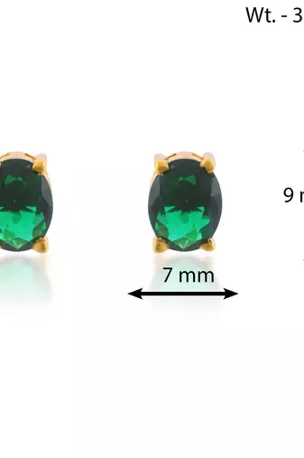 Brass gold plated imitation emerald stud earrings for women girls