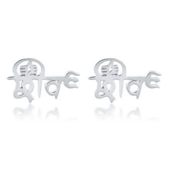 Brass anti tarnish silver plated hindu spiritual shiv earrings stud for me women 1