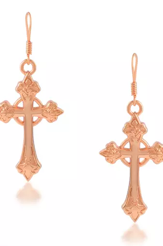 dzine trendz copper crucifix cross earrings copper