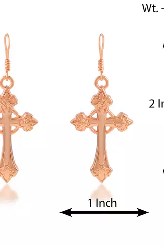dzine trendz copper crucifix cross earrings copper