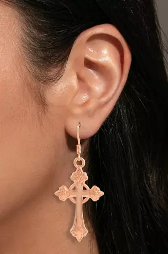 dzine trendz copper crucifix cross earrings copper