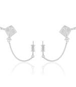 Brass antique silver plated kite shape patang charkhi earrings for women