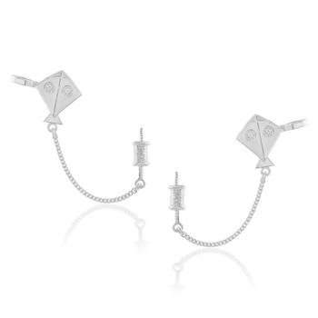 Brass antique silver plated kite shape patang charkhi earrings for women 2