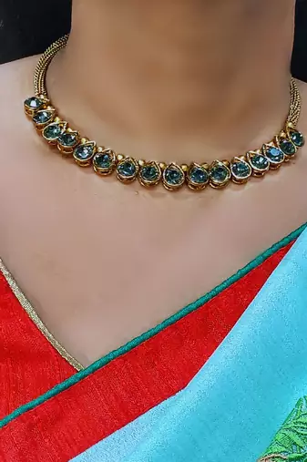 Free size brass grey stone stud hasli