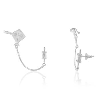 Brass antique silver plated kite shape patang charkhi earrings for women 3