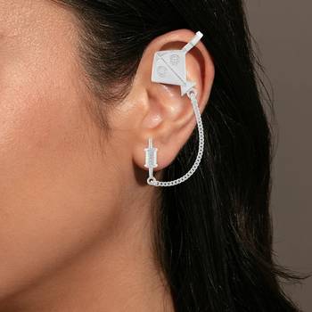 Brass antique silver plated kite shape patang charkhi earrings for women 4