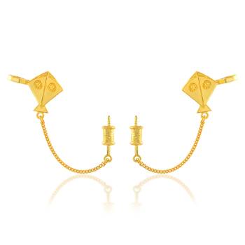Brass micron gold plated kite shape patang charkhi earrings for women 1