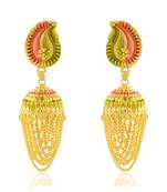 Brass micron gold plated traditional meenakari jhumka earrings for women
