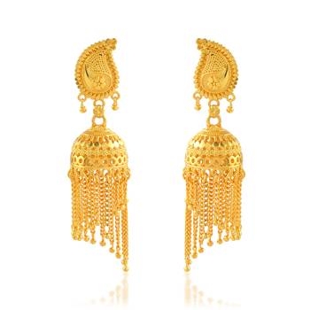 Brass micron gold plated jhalar jhumki traditional earrings for women ethnic jewellery 1