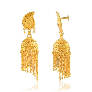 Brass micron gold plated jhalar jhumki traditional earrings for women ethnic jewellery 2