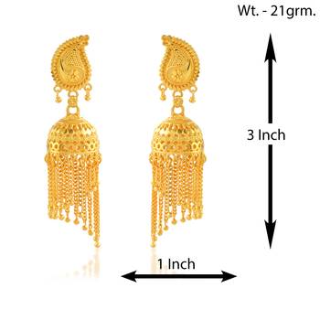 Brass micron gold plated jhalar jhumki traditional earrings for women ethnic jewellery 3