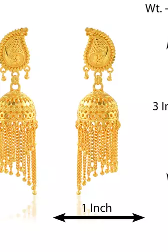 Brass micron gold plated jhalar jhumki traditional earrings for women ethnic jewellery