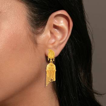 Brass micron gold plated jhalar jhumki traditional earrings for women ethnic jewellery 4