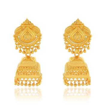 Brass micron gold plated square shaped traditional jhumki earrings for women 1