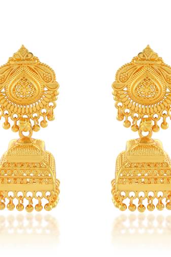 Brass micron gold plated square shaped traditional jhumki earrings for women