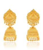 Brass micron gold plated square shaped traditional jhumki earrings for women