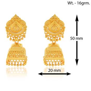 Brass micron gold plated square shaped traditional jhumki earrings for women 4