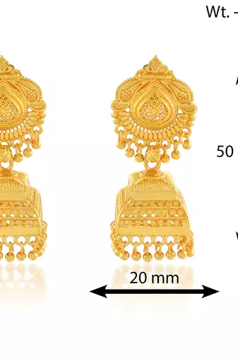 Brass micron gold plated square shaped traditional jhumki earrings for women