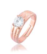 Pure copper solitaire moissanite imitation diamond finger Adjustable ring for Adjustablemen women