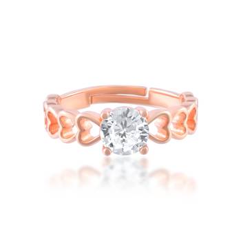Pure copper heart shape design moissanite solitaire imitation diamond finger ring Adjustable for men women 1