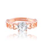 Pure copper heart shape design moissanite solitaire imitation diamond finger ring Adjustable for men women