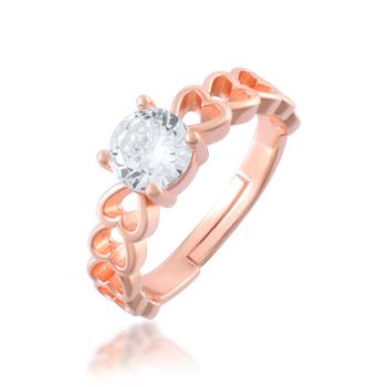 Pure copper heart shape design moissanite solitaire imitation diamond finger ring Adjustable for men women 2