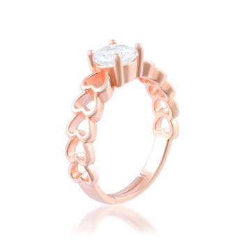 Pure copper heart shape design moissanite solitaire imitation diamond finger ring Adjustable for men women 3