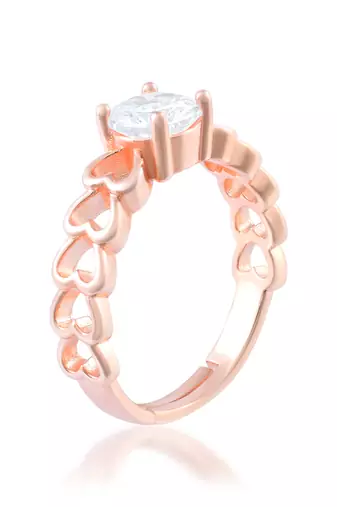 Pure copper heart shape design moissanite solitaire imitation diamond finger ring Adjustable for men women