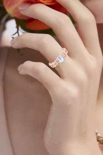 Pure copper heart shape design moissanite solitaire imitation diamond finger ring Adjustable for men women