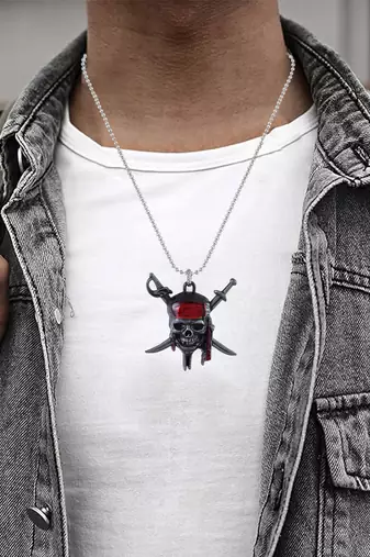 Brass grey finish sea pirates skull design fashion jewellery pendant for men boys
