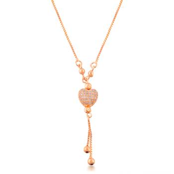 Brass rose gold imiation diamond heart shape pendant necklace for women girls 1