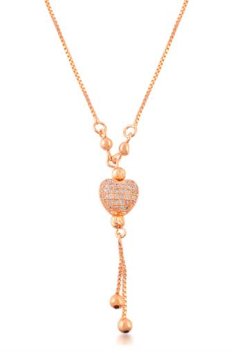Brass rose gold imiation diamond heart shape pendant necklace for women girls