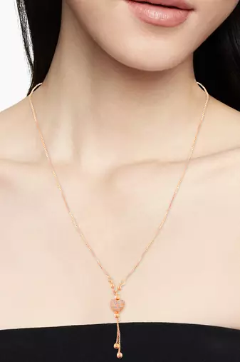 Brass rose gold imiation diamond heart shape pendant necklace for women girls