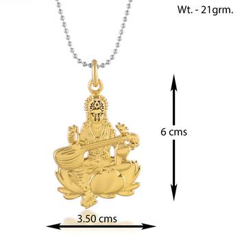 Brass goddess saraswati hindu temple spiritual jewellery pendant 2