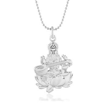 Brass goddess saraswati hindu temple spiritual jewellery pendant 1