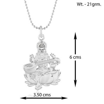 Brass goddess saraswati hindu temple spiritual jewellery pendant 2